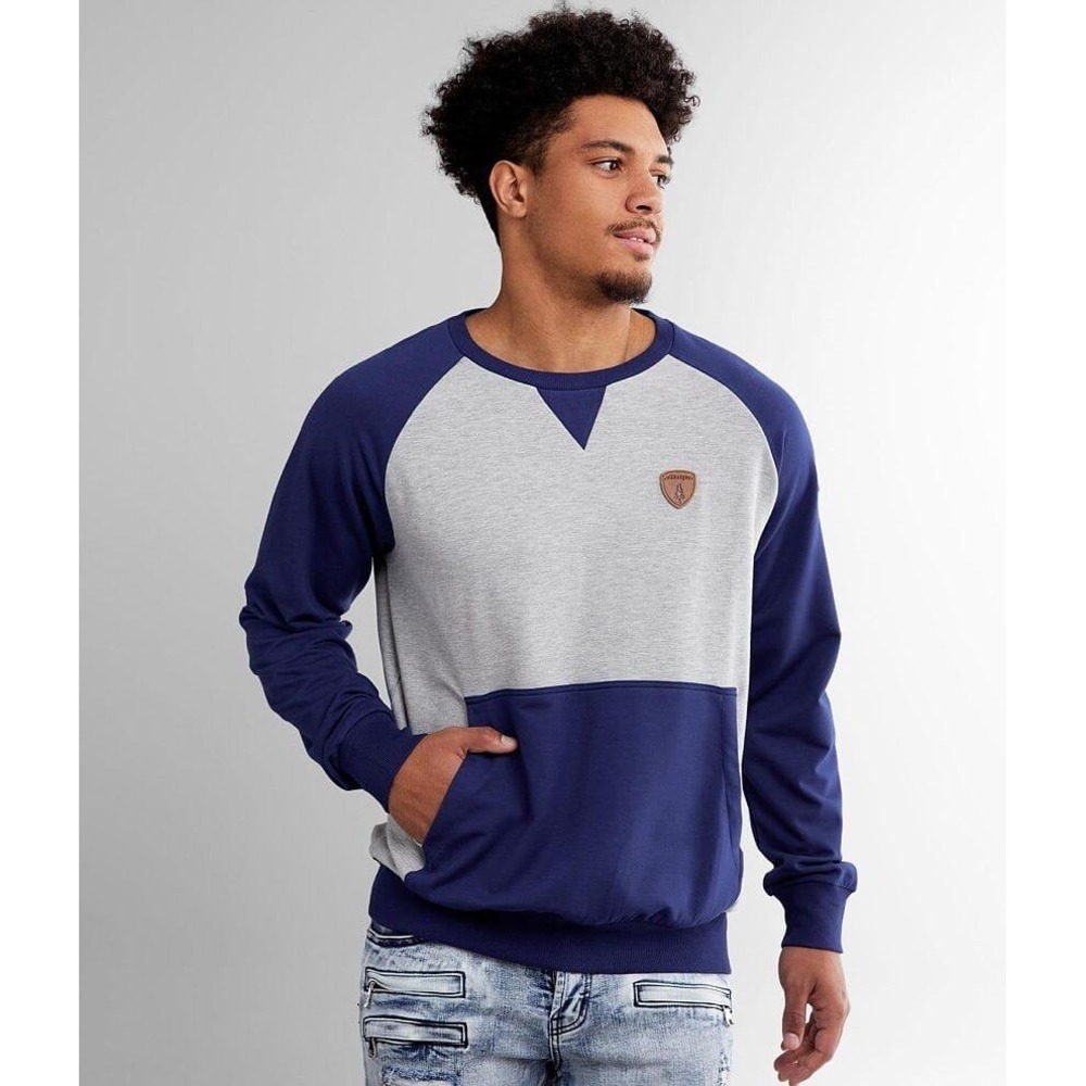 Wanakome Frankie Indigo Color Block Pullover Sweatshirt Mens